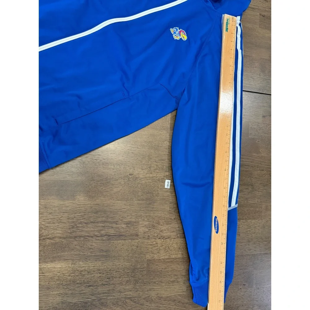 Adidas Kansas Jayhawks Track Jacket Men Large Royal Blue Full Zip NCAA KU Stripe